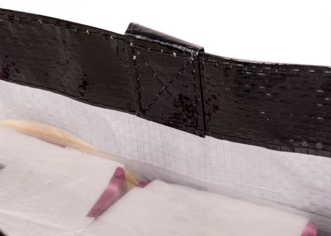 Sacs à provisions non tissés pliables noirs écologiques avec le textile tissé de plastique de Bopp