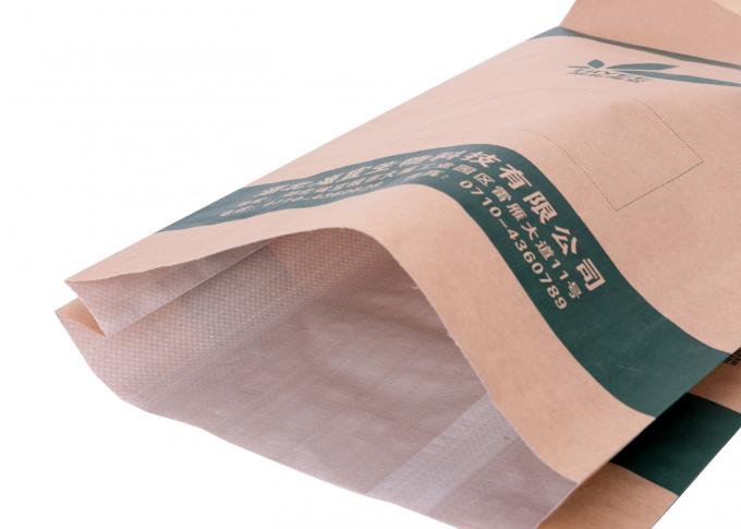 Le papier d'emballage a stratifié les sacs tissés par pp de catégorie comestible pour la farine/produit chimique de empaquetage de poudre